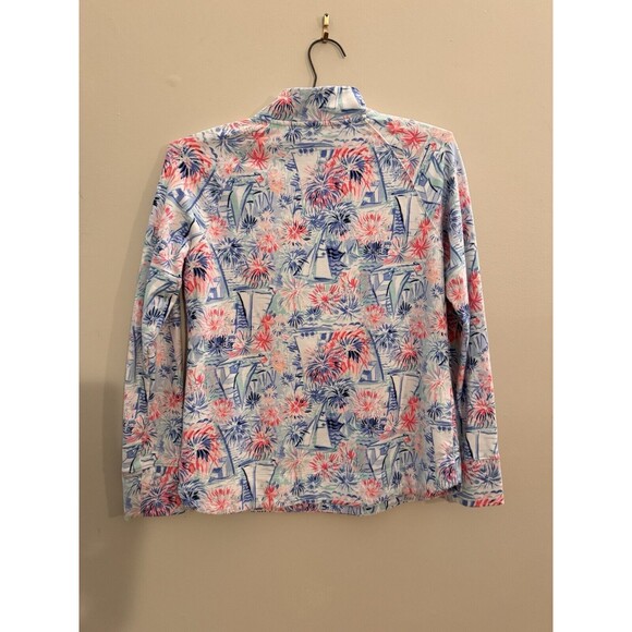 Lilly Pulitzer Janie Embroidered Popover Top Sea to Shining Sea Size XS Sweater - Picture 2 of 8